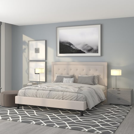 Flash Furniture Roxbury King Platform Bed, Beige SL-BK5-K-B-GG